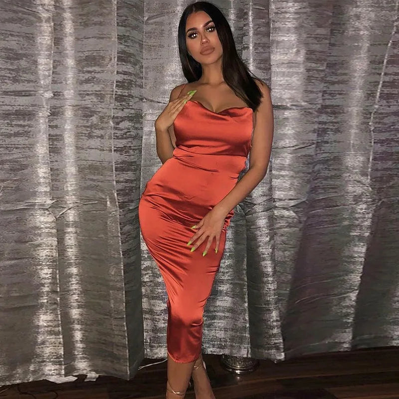 Satin Long Backless Elegant Party Club