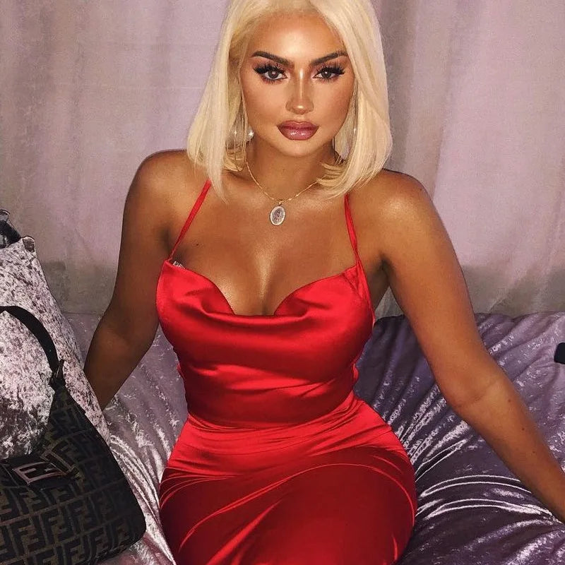 Satin Long Backless Elegant Party Club