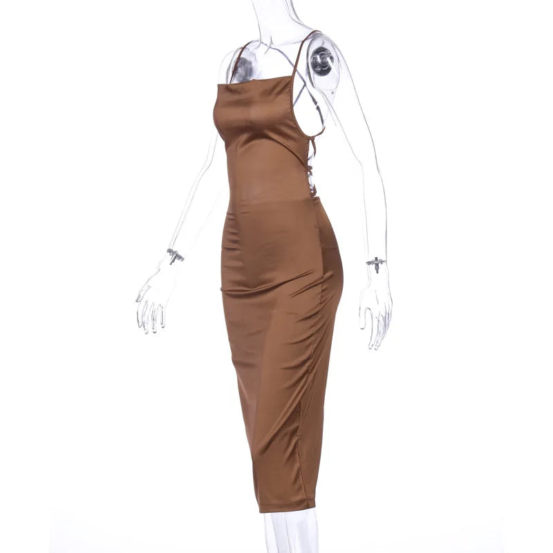 Satin Long Backless Elegant Party Club
