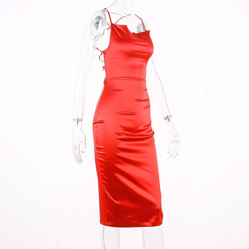 Satin Long Backless Elegant Party Club