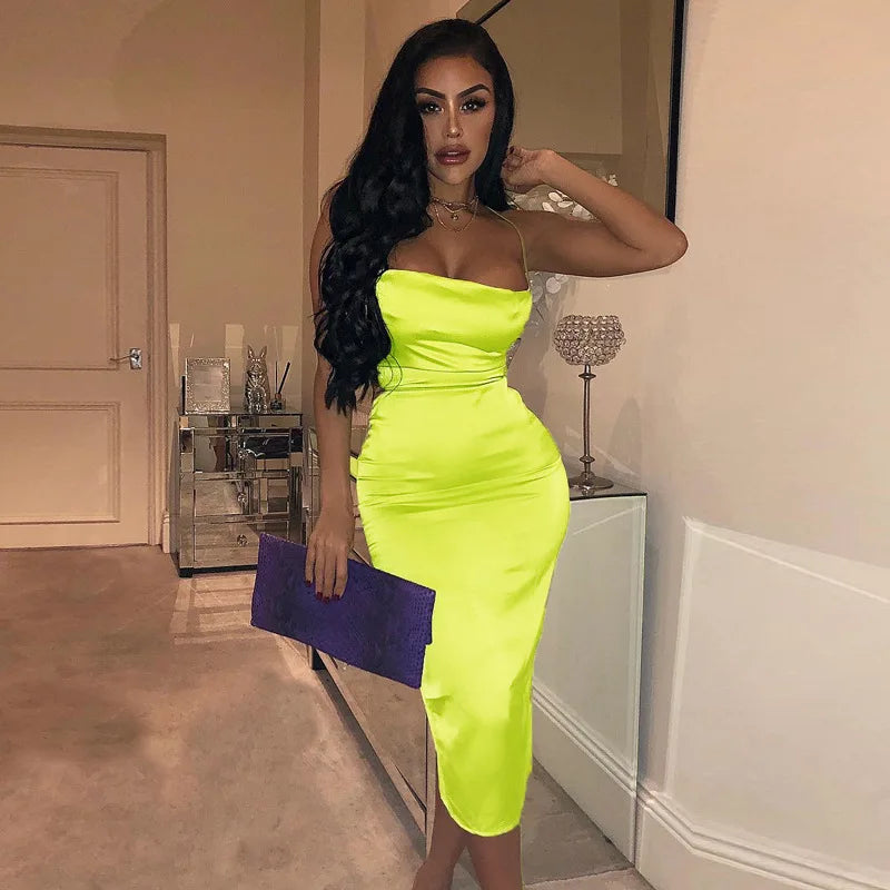 Satin Long Backless Elegant Party Club