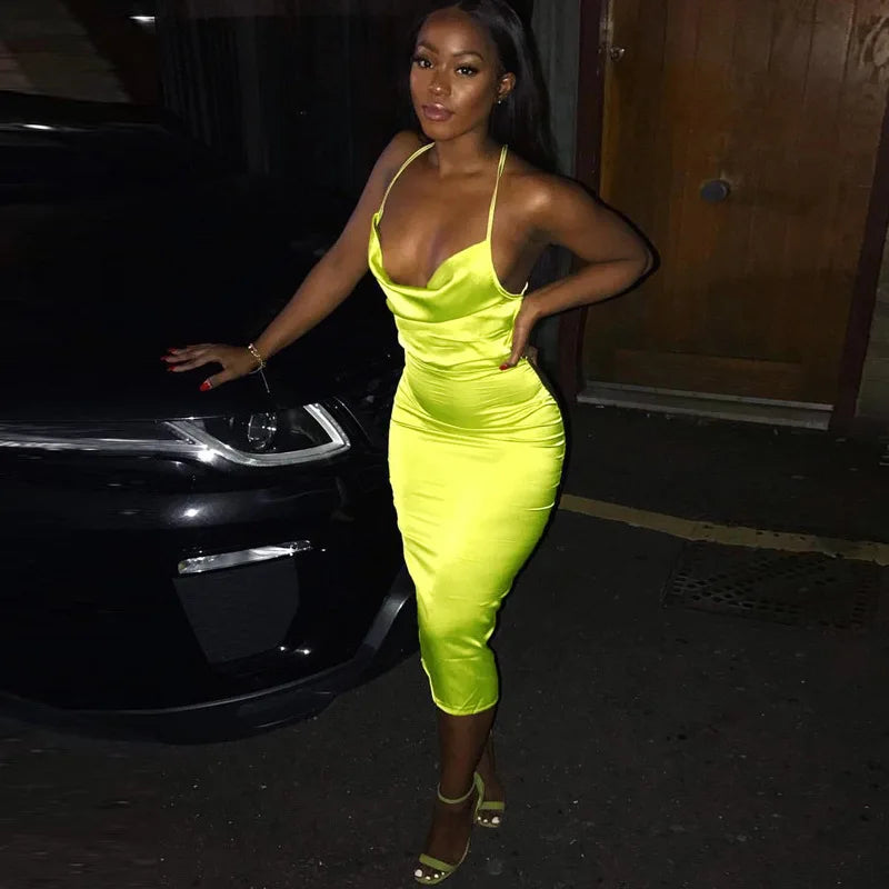 Satin Long Backless Elegant Party Club