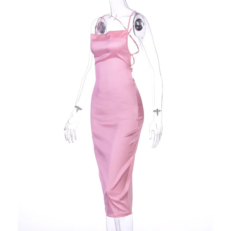 Satin Long Backless Elegant Party Club